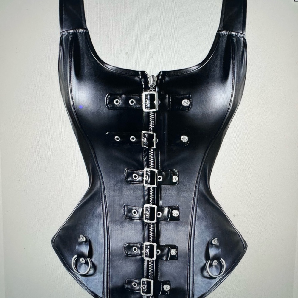 Corsets for Women Steampunk Punk Rock Faux Leather Buckle Up Bustier Top